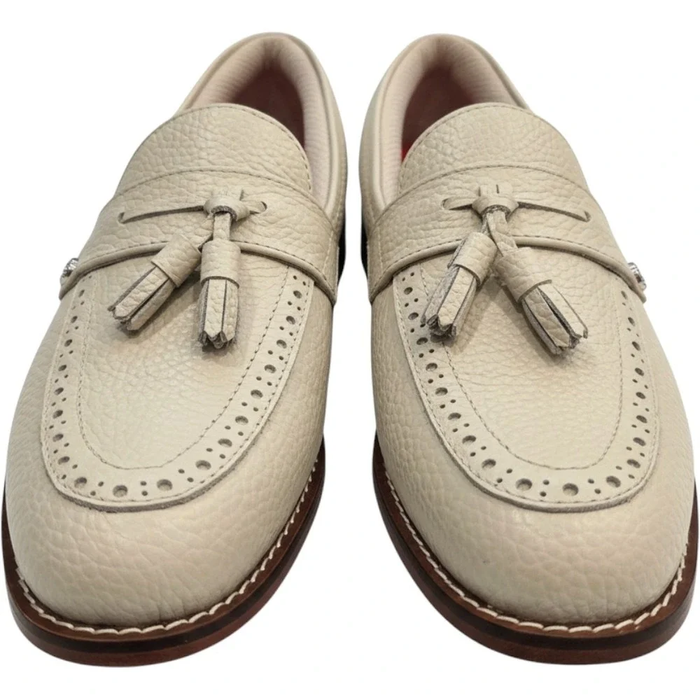 G/FORE Womens Pebble Leather Tassel Gallivanter Golf Shoes Stone US 7 NWOB